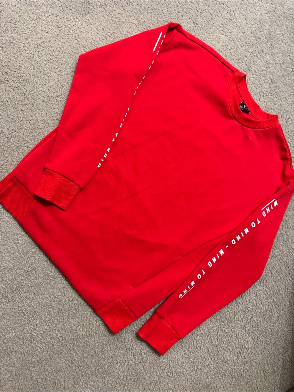H&M Red Crewneck Sweatshirt with Sleeve Text